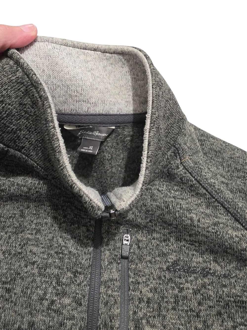 Eddie Bauer Men's Gray Heathered Full-Zip Sweater Fleece Vest